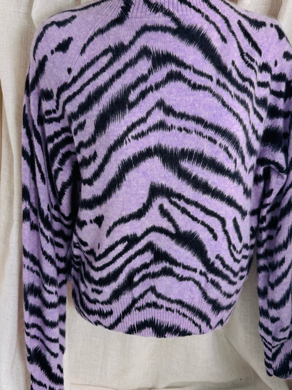 🦓💜 Kokun 100% Cashmere Lavender Orchid Zebra Sweater • XS